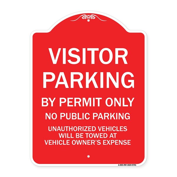 Visitor Parking By Permit No Public Parking Heavy-Gauge Aluminum Sign, 24" x 18", RW-1824-9741